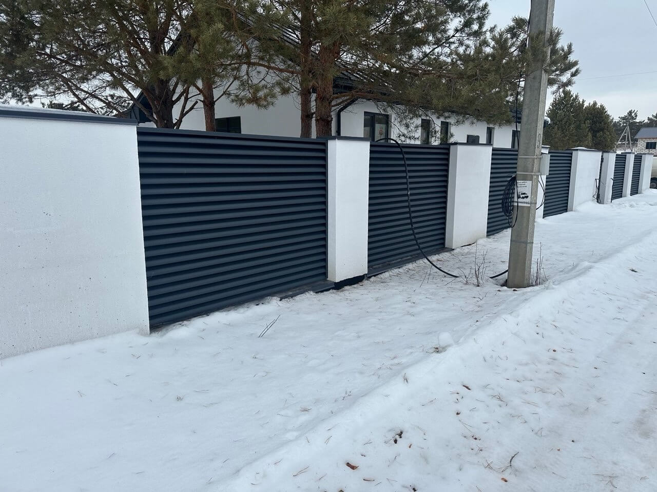Забор-жалюзи 76м RAL7024/7024 Серый Графит двусторонний МАТТЕ фото 3 в Ростове-на-Дону